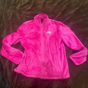 The north face classic hot pink zip up fleece